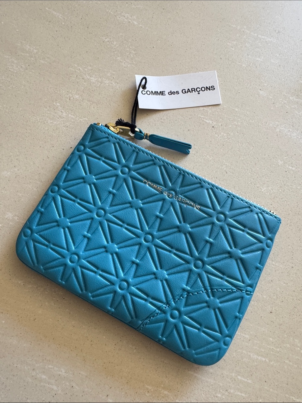 Brand New - Comme des Garçons Blue Leather Small Zip Pouch